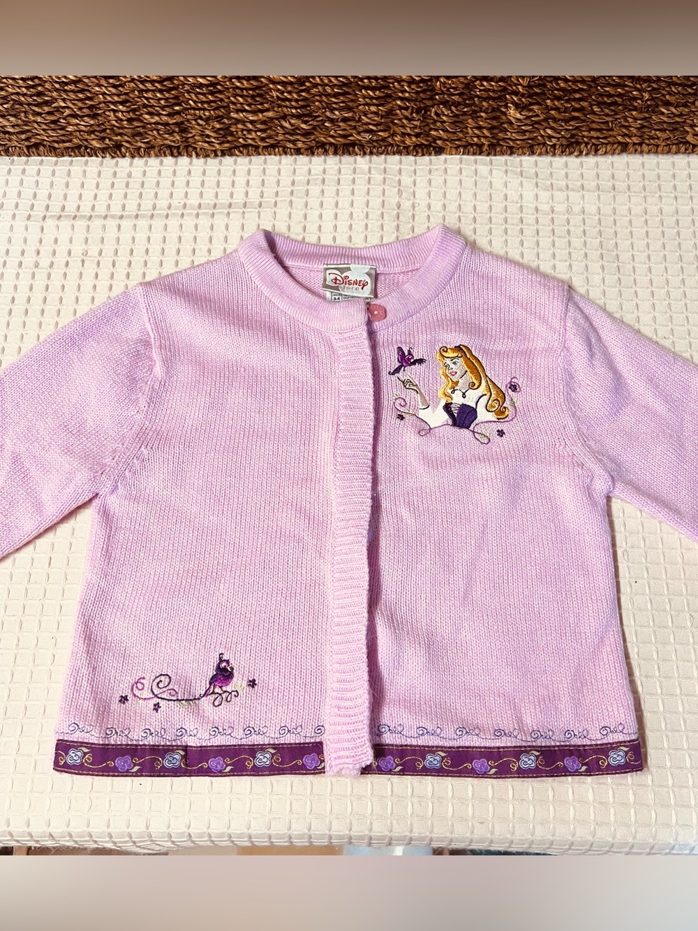 Vintage Y2K Disney Store Princess Aurora Sleeping Beauty Knit Cardigan Sweater - Picture 2 of 11